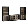 Bush Furniture Westbrook 60"W TV Stand For 75" TVs And Bookcases With Glass Doors, Vintage Black/Restored Tan Hickory, Standard Delivery 1 thumbnail image