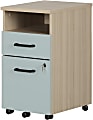South Shore Zelia 16"W x 19-1/4"D Lateral 2-Drawer Mobile File Cabinet, Soft Elm/Steel Blue