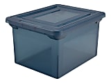 Advantus Extra Capacity Storage File Tote With Lid Letter Size 10 1316 x 23  x 14 18 ClearNavy - Office Depot