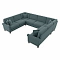 Bush® Furniture Coventry 125"W U-Shaped Sectional Couch, Turkish Blue Herringbone, Standard Delivery