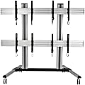 Tripp Lite Mobile Quad-Screen Video Wall - For Four 45" to 55" TVs and Monitors, Heavy Duty - Up to 55" Screen Support - 528 lb Load Capacity - 67.7" Height x 32.9" Width x 27.6" Depth - Floor - Steel, Aluminum - Black, Silver 1 thumbnail image