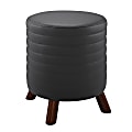 Linon Ramath Round Faux Leather Stool, Gray