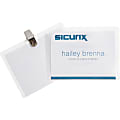 Sicurix™ Clip-Style Name Badge Kit, 4" x 3", Clear, Box Of 50