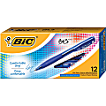 BIC BU3 Grip Retractable Ballpoint Pens, Medium Point, 1.0 mm, Clear Barrel, Blue Ink, Pack Of 12 1 thumbnail image