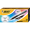 BIC BU3 Grip Retractable Ballpoint Pens, Medium Point, 1.0 mm, Clear Barrel, Black Ink, Pack Of 12