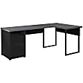 Monarch Specialties Megan 79"W Computer Desk, Black/Gray 1 thumbnail image