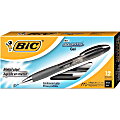 BIC® Atlantis™ Retractable Gel Pens, Medium Point, 0.7 mm, Black Barrel, Black Ink, Pack Of 12