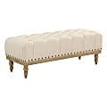 Office Star Abigail Wood Bench, Linen/Brushed 1 thumbnail image