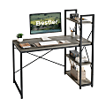 Bestier Modern 48"W Office Computer Desk With Storage Shelf & Headset Hook, Dark Retro Gray Oak