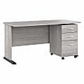 Bush® Business Furniture Studio A 60"W Computer Desk With 3-Drawer Mobile File Cabinet, Platinum Gray, Standard Delivery