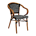 Flash Furniture Bordeaux Indoor/Outdoor Commercial Bistro Stacking Chair with Arms, Black & White/Natural Frame -SDAS642142BKWN 1 thumbnail image