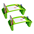 Mind Reader Kids Lap Desk Activity Tray Portable Drawing Lap Desk With Side Storage, 8-1/2"H x 10-3/4"W x 22-1/4"D, Green, Set Of 2 Desks 1 thumbnail image