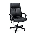 OFM Essentials Ergonomic Bonded Leather High-Back Massage Chair, Black/Silver