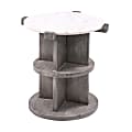 Coast to Coast Kyla Wood Round Chairside Table With Marble Top, 21”H x 20”W x 20”D, Lakeport White/Gray