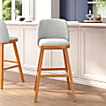 Flash Furniture Julia Transitional Upholstered Bar Stools, Gray Faux Linen/Walnut, Set Of 2 Stools