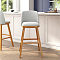 Flash Furniture Julia Transitional Upholstered Bar Stools, Gray Faux Linen/Walnut, Set Of 2 Stools 1 thumbnail image