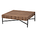 Baxton Studio Savion Modern Industrial Wood And Metal Coffee Table, 12”H x 31-1/2”W x 31-1/2”D, Walnut Brown/Black