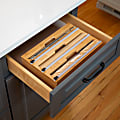 Honey Can Do 3-In-1 Bamboo Foil And Plastic Wrap Organizer With Safety Cutter, 3-9/16”H x 8-1/2”W x 13-7/16”D, Brown