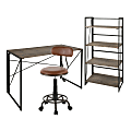 LumiSource Dakota Desk Set, Black/Brown/Antique