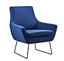 Adesso® Kendrick Fabric Chair, Matte Black/Blue Velvet