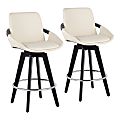 LumiSource Cosmo Faux Leather Counter Stools, Black/Cream, Set Of 2