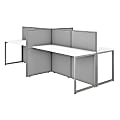 Bush Business Furniture Easy Office 60"W 4-Person Cubicle Desk Workstation With 45"H Panels, Pure White/Silver Gray, Standard Delivery