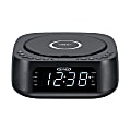 JENSEN Stereo Digital Dual-Alarm Clock With Top-Loading CD Player, FM Tuner, USB Charging Port And Battery Backup, 2.38"H x 7.32"W x 7.32"D, Black