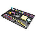 Deflect-O® Plastic Desk Drawer Organizer, 1"H x 14"W x 9"D, Black