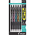 Pilot® G2 Fashion Collection Gel Rollerball Pens, Pack Of 5, Fine Point, 0.7 mm, Assorted Colors, Black Ink