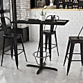 Flash Furniture Laminate Rectangular Table Top With Bar-Height Table Base And Foot Ring, 43-1/8"H x 30"W x 42"D, Black