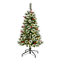 Nearly Natural Frosted Swiss Pine Artificial Christmas Tree, 4’H