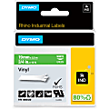 DYMO® Colored 3/4" Vinyl Label Tape, DYM1805420, Permanent Adhesive, 3/4"W x 18 ft Length, Vinyl, Thermal Transfer, White/Green