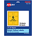 Avery® Print-To-The-Edge Labels With Sure Feed® Technology And Easy Peel® Label Feature, 94101-BYP10, Square, 3" x 3", Matte Bright Yellow, Pack of 60 1 thumbnail image