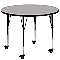 Flash Furniture Mobile 48" Round Thermal Laminate Activity Table With Standard Height-Adjustable Legs, Gray 1 thumbnail image