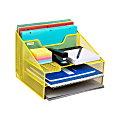 Mind Reader Desktop Vertical Paper Tray Organizer, 9-1/2” H x 11-1/2” W x 12-1/2” D, Yellow