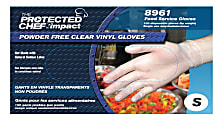 Protected Chef Vinyl General Purpose Gloves - Small Size - Unisex - For Right/Left Hand - Clear - Disposable, Powder-free, Comfortable - For Cleaning, Food Handling, General Purpose - 100 / Box