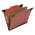 SKILCRAFT 2/5 Tab Cut Letter  Hanging Folder - 1" Folder Capacity - 8 1/2" x 11" - Top Tab Position - 1 Divider(s) - Pressboard, Kraft, Fiber - Red - 10 / Box