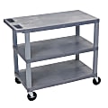 Luxor E-Series Plastic Cart, 3-Shelves, 36 1/4"H x 35 1/4"W x 18"D, Gray 1 thumbnail image