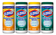 Clorox® Disinfecting Wipes, 7" x 8", Fresh/Citrus Blend Scents, 35 Wipes Per Canister, Pack Of 4 Canisters