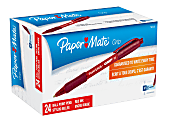 Paper Mate® Grip Retractable Ballpoint Pens, Medium Point, 1.0 mm, Red Barrel, Red Ink, Pack Of 24