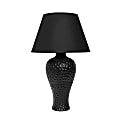 Creekwood Home Essentix Ceramic Textured Imprint Winding Table Lamp, 20-1/8"H, Black Shade/Black Base