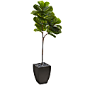 Nearly Natural Fiddle Leaf 66”H Artificial Tree With Planter, 66”H x 13”W x 9”D, Green/Black