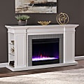 SEI Furniture Rylana Bookcase Color-Changing Fireplace, 31-1/2”H x 54-3/4”W x 15-3/4”D, White/Gray