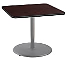 National Public Seating Square Café Table, Round Base, 30"H x 36"W x 36"D, Mahogany/Gray