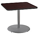 National Public Seating Square Café Table, Round Base, 30"H x 36"W x 36"D, Mahogany/Gray 1 thumbnail image