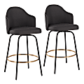 LumiSource Ahoy Fixed-Height Counter Stools, Charcoal/Black/Gold, Set Of 2 Stools 1 thumbnail image