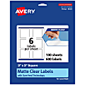 Avery® Permanent Labels With Sure Feed®, 94101-CMF100, Square, 3" x 3", Matte Clear, Pack Of 600 1 thumbnail image