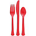 Amscan Boxed Heavyweight Cutlery Assortment, Apple Red, 200 Utensils Per Pack, Case Of 2 Packs