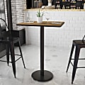 Flash Furniture Rectangular Laminate Table Top With Round Bar Height Table Base, 43-3/16”H x 24”W x 30”D, Walnut 1 thumbnail image