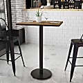 Flash Furniture Rectangular Laminate Table Top With Round Bar Height Table Base, 43-3/16”H x 24”W x 30”D, Walnut